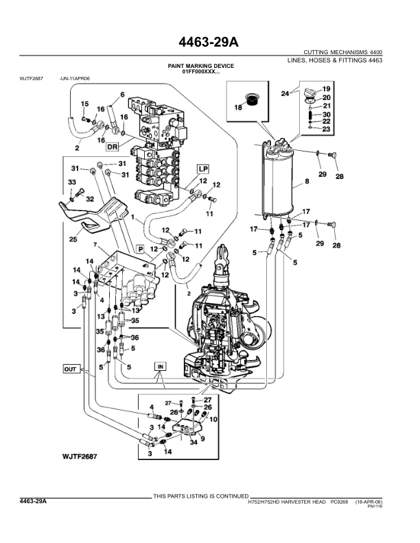 John Deere H752, H752HD Harvesting Heads (SN EJH752X000228) Parts Catalog Manual – PC9268 Workshop Guide
