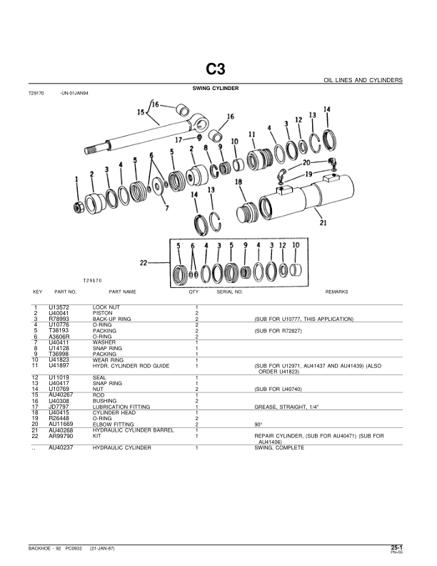 John Deere 92 Attachments (SN 92 Backhoe Attachment on a JD400 Tractor) Parts Catalog Manual – PC932 Workshop Guide