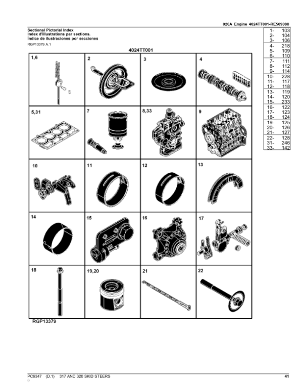 John Deere 317, 320 Skid Steers Parts Catalog Manual – PC9347 Workshop Guide