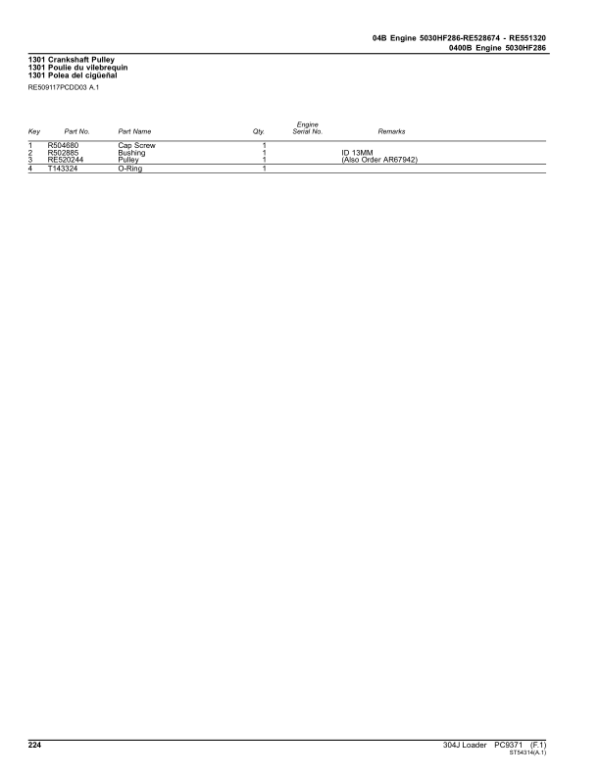 John Deere 304J Loaders Parts Catalog Manual – PC9371 Workshop Guide