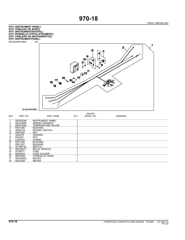 John Deere 5030HF270 Engines Parts Catalog Manual – PC9385 Workshop Guide