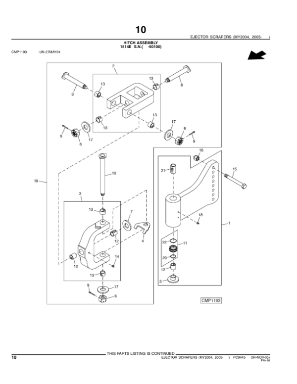 John Deere 1810E, 1814E, 1512E, 2112E Scrapers (SN 060201–) Parts Catalog Manual – PC9445 Workshop Guide