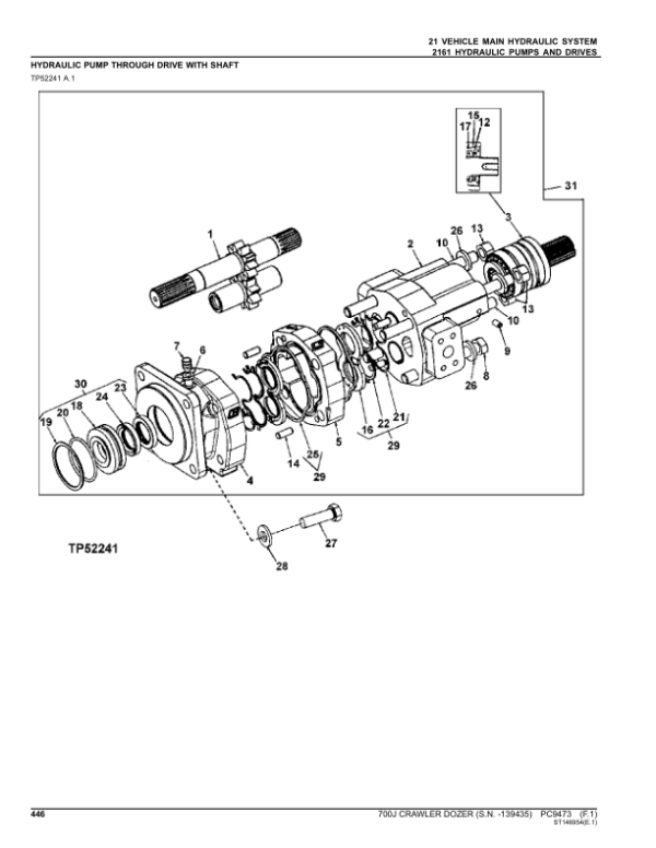John Deere 700J Crawler Dozers (SN before  -139435) Parts Catalog Manual – PC9473 Workshop Guide