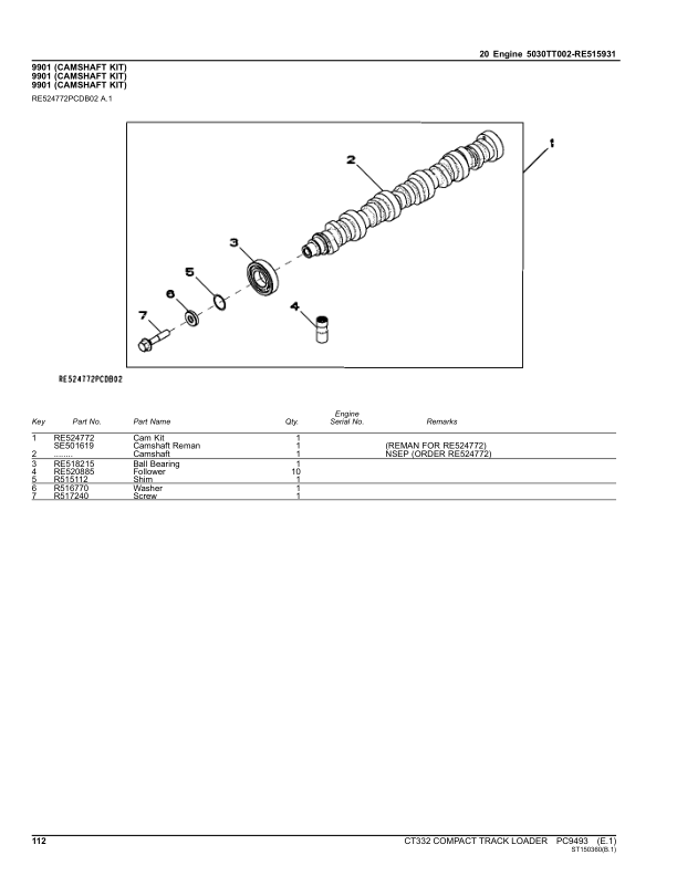 John Deere CT332 Compact Track Loaders Parts Catalog Manual – PC9493 Workshop Guide