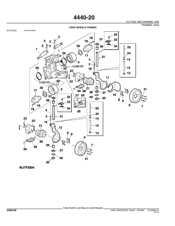 John Deere H480 Harvesting Heads (SN EJH480X000103-) Parts Catalog Manual – PC9494 Workshop Guide