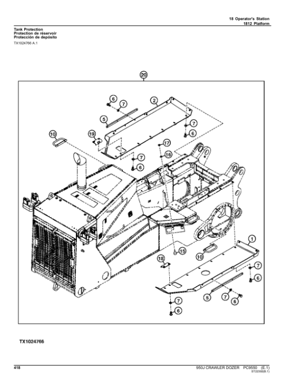 John Deere 950J Crawler Dozers Parts Catalog Manual – PC9550 Workshop Guide