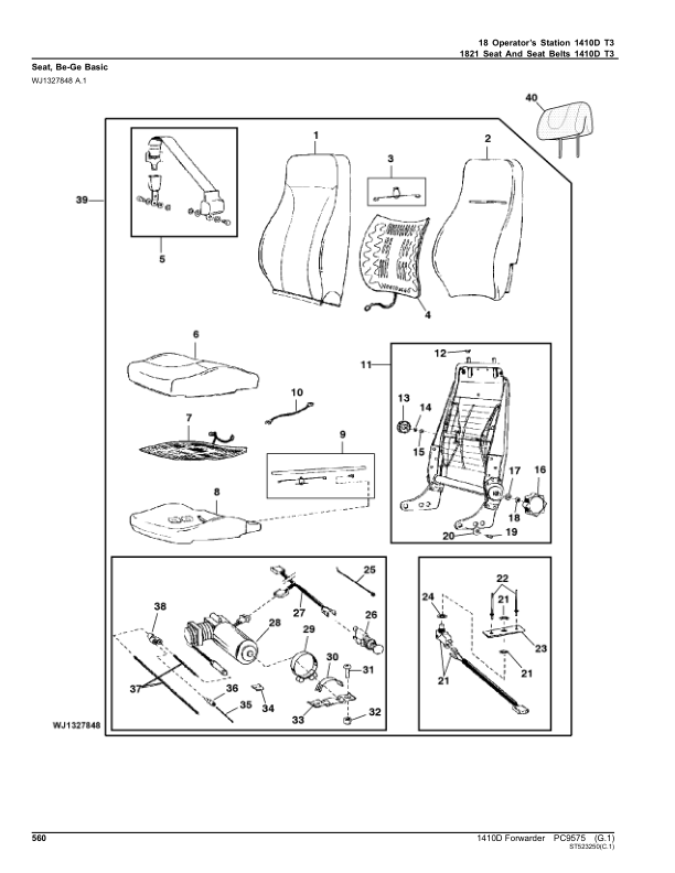 John Deere 1410D Forwarders (SN 001201 – 001464) Parts Catalog Manual – PC9575 Workshop Guide