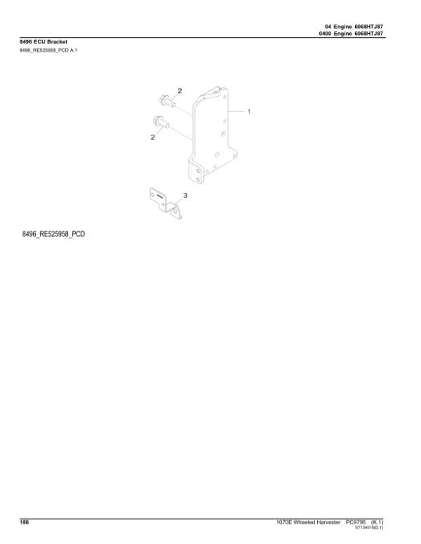 John Deere 1070E T3 Harvester (SN 001801-) Parts Catalog Manual – PC9795 Workshop Guide