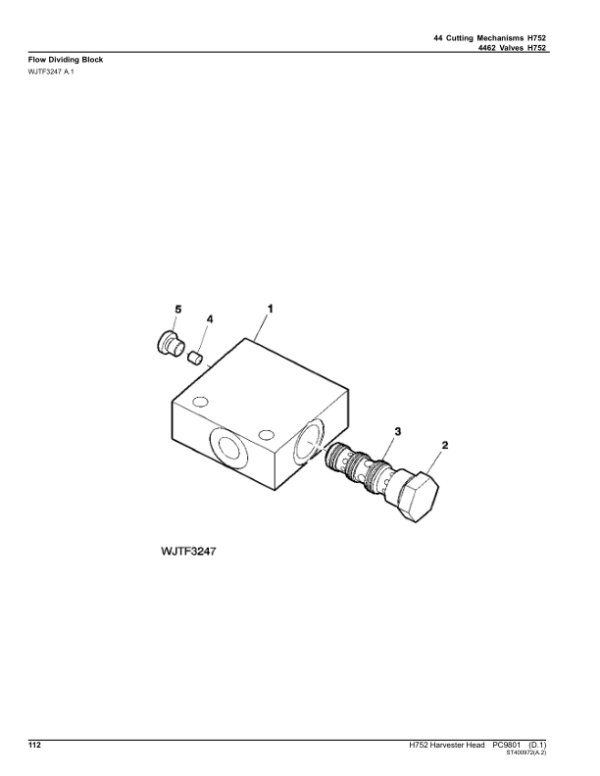 John Deere H752 Harvesting Heads (SN 000229-) Parts Catalog Manual – PC9801 Workshop Guide