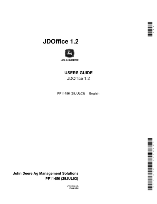 John Deere JD Office 1.2 User’s Guide Operator’s Manual (PF11456) Workshop Guide