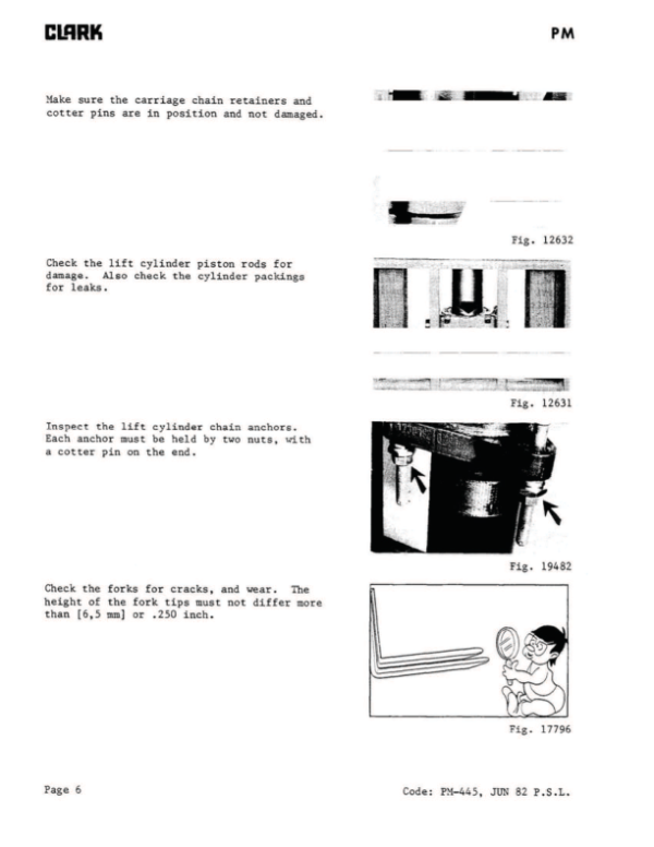 Clark ST245-20, ST245-25, ST245-30, ST245-40 Forklift Planned Adjustment and Procedure Manual Workshop Guide