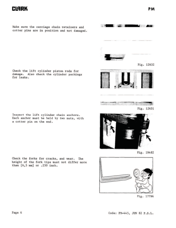 Clark ST245-20, ST245-25, ST245-30, ST245-40 Forklift Planned Adjustment and Procedure Manual Workshop Guide