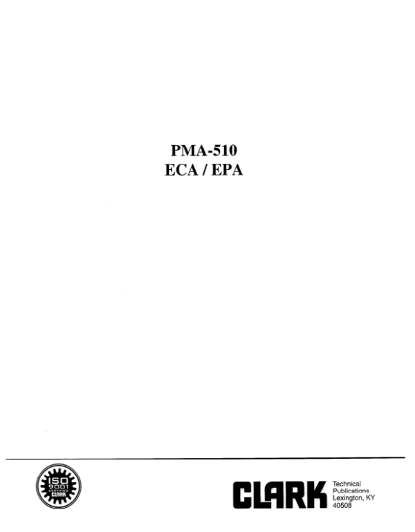 Clark EPA20, EPA22, EPA25, EPA27, EPA30 Forklift Planned Adjustment and Procedure Manual Workshop Guide