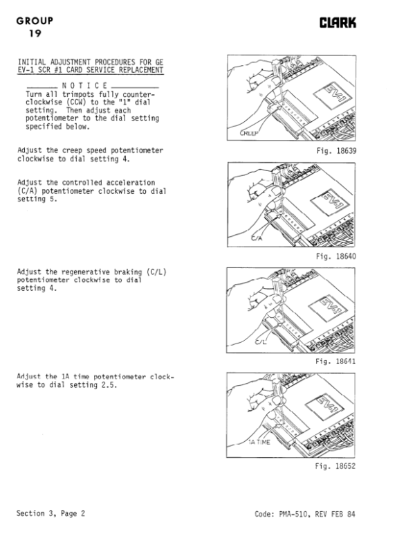 Clark EPA20, EPA22, EPA25, EPA27, EPA30 Forklift Planned Adjustment and Procedure Manual Workshop Guide