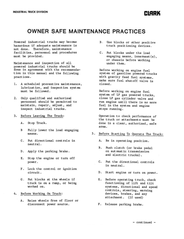 Clark S20, SP20, SP25, S30, SP30, S40 Forklift Overhaul Manual Workshop Guide