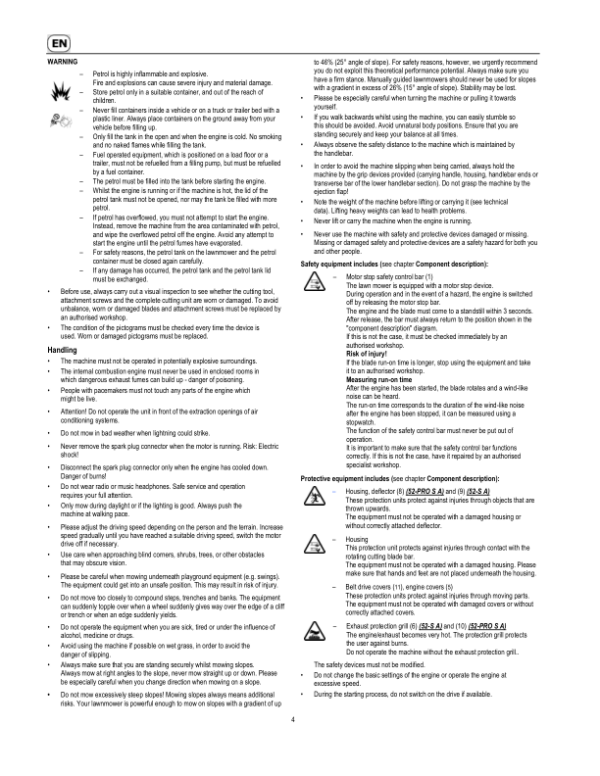 John Deere 52-S A and 52-PRO S A Lawn Mowers Operator’s Manual (SAU16201) Workshop Guide