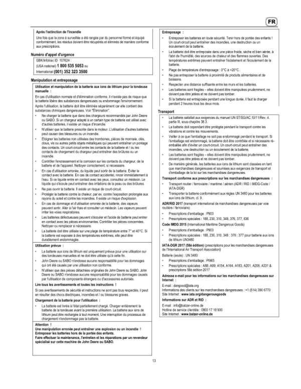 John Deere 36-ACCU, 40-ACCU, 43-ACCU, R40B, R43B Lawn Mowers (2018-2019) Operator’s Manual (SAU16377) Workshop Guide
