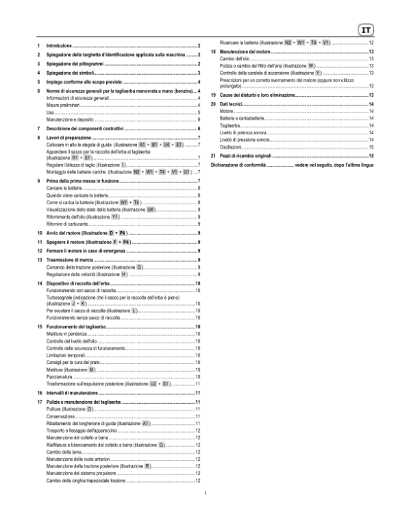 John Deere 43-VARIO E (SA224020), R43VE (SA226120) Lawn Mowers Operator’s Manual (SAU16759) Workshop Guide