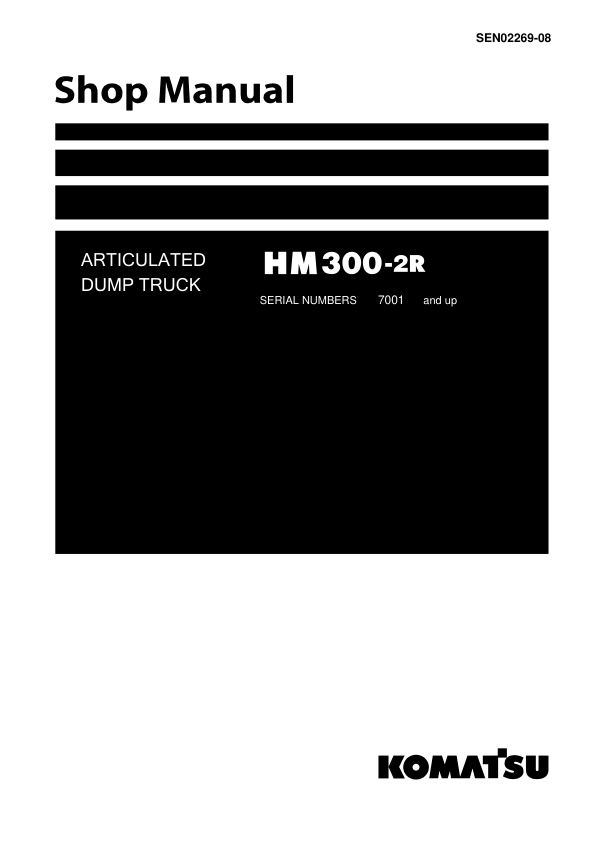 Komatsu HM300-2R Dump Truck Service Repair Manual Workshop Guide