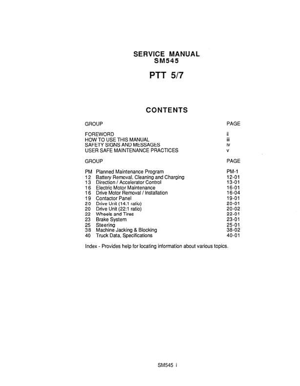 Clark PT5, PT7, PTT5, PTT7 Power Truck Service Repair Manual Workshop Guide