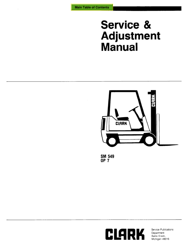 Clark OP7 Order Picker Service Repair Manual Workshop Guide