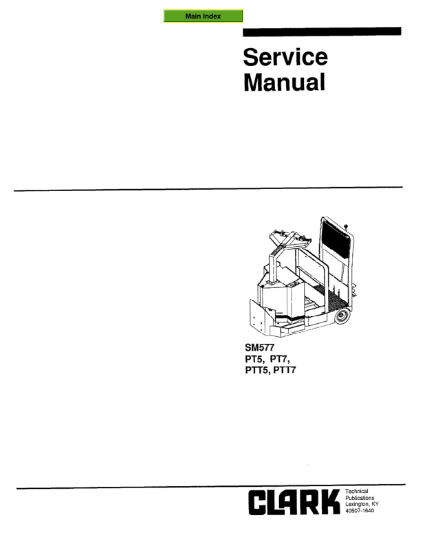 Clark PT5, PT7, PTT5, PTT7 Power Truck Service Repair Manual Workshop Guide