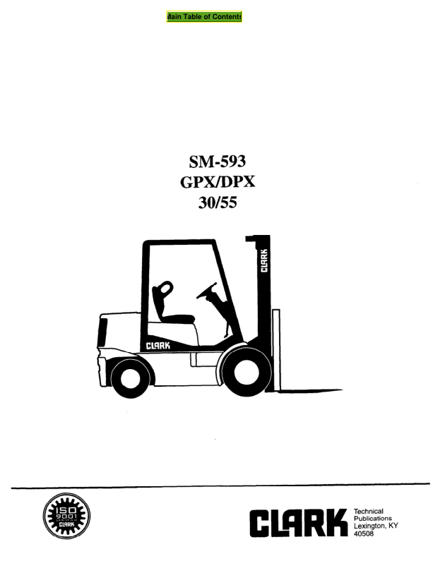 Clark DPX30, DPX35, DPX40, DPX40S, DPX50, DPX55 Forklift Service Repair Manual Workshop Guide