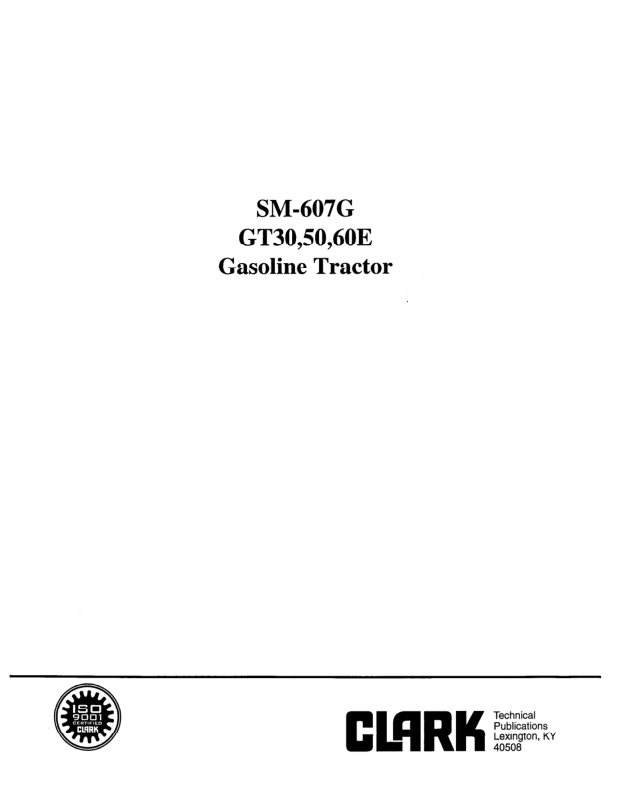 Clark GT30E, GT50E, GT60E Tow Tractor Service Repair Manual Workshop Guide