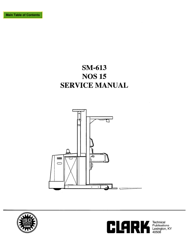 Clark NOS 15 Order Picker Service Repair Manual Workshop Guide