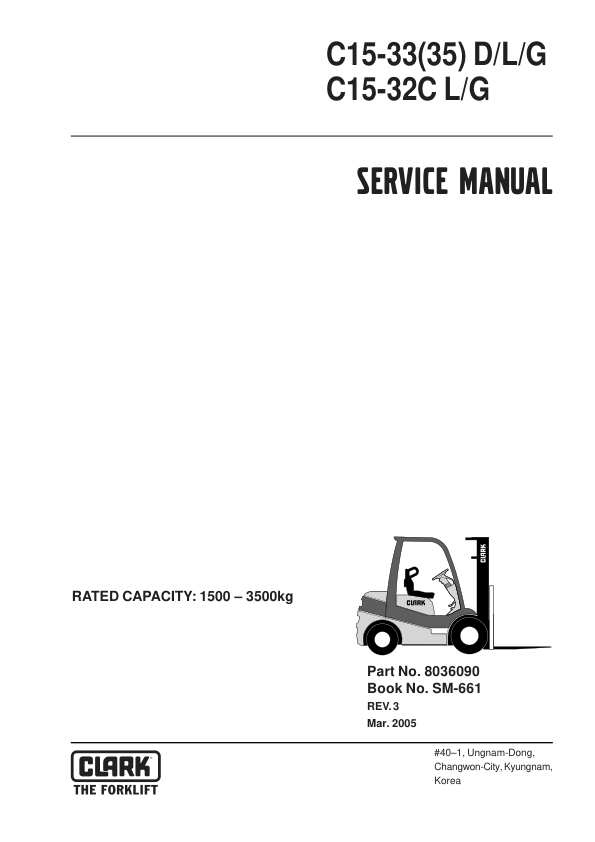 Clark C15D, C18D, C30D, C33D , C35D Forklift Service Repair Manual (4TNV94L & 4TNE94-SFW Diesel) Workshop Guide