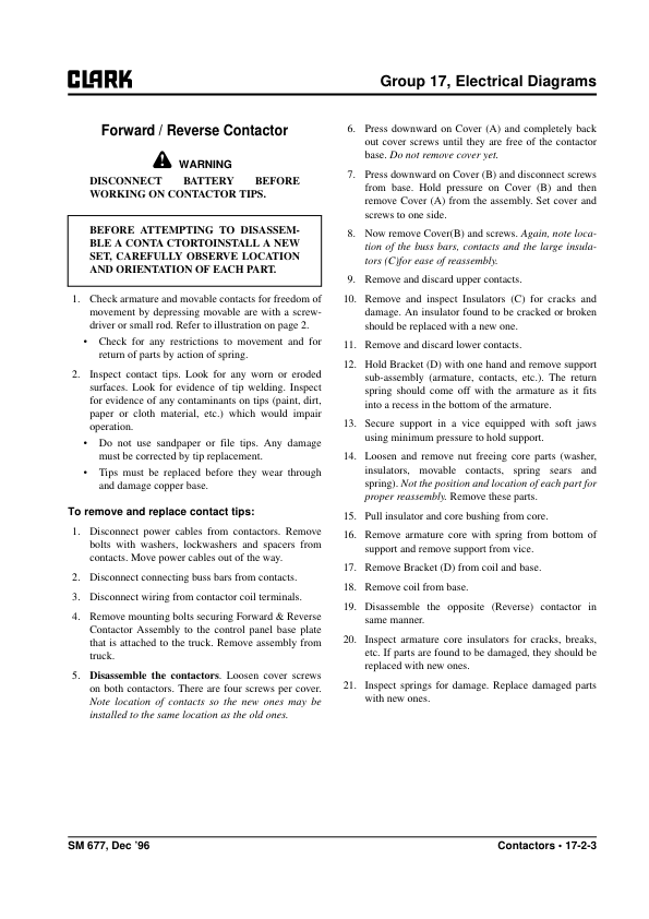 Clark ECG20, EPG20, ECG25, EPG25, ECG30, EPG30, ECG32 Forklift Service Repair Manual Workshop Guide