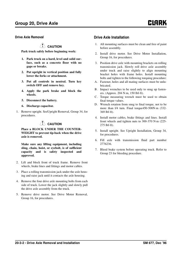 Clark ECG20X, ECG25X, ECG30X Forklift Service Repair Manual Workshop Guide
