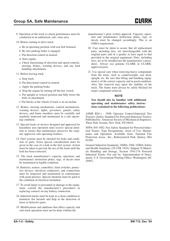 Clark EPX16, EPX18, EPX20s Forklift Service Repair Manual Workshop Guide