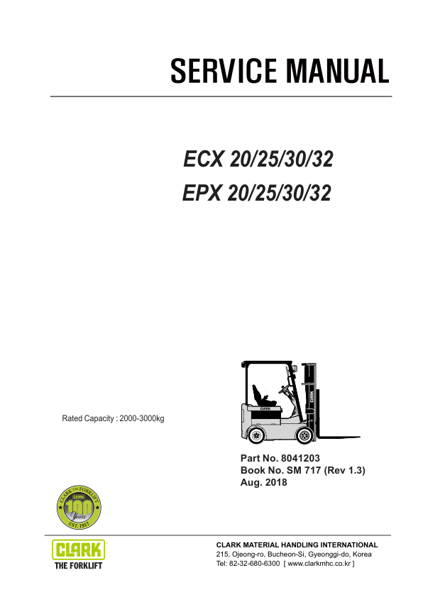 Clark ECX20, EPX20, ECX25, EPX25, ECX30, EPX30, ECX32, EPX32 Forklift Service Repair Manual Workshop Guide