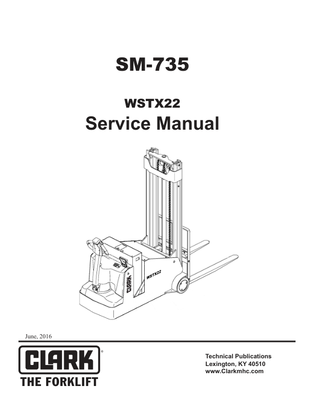 Clark WSTX22 Lift Truck Service Repair Manual Workshop Guide
