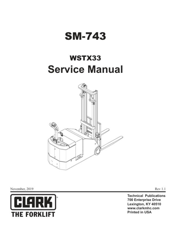 Clark WSTX33 Lift Truck Service Repair Manual Workshop Guide