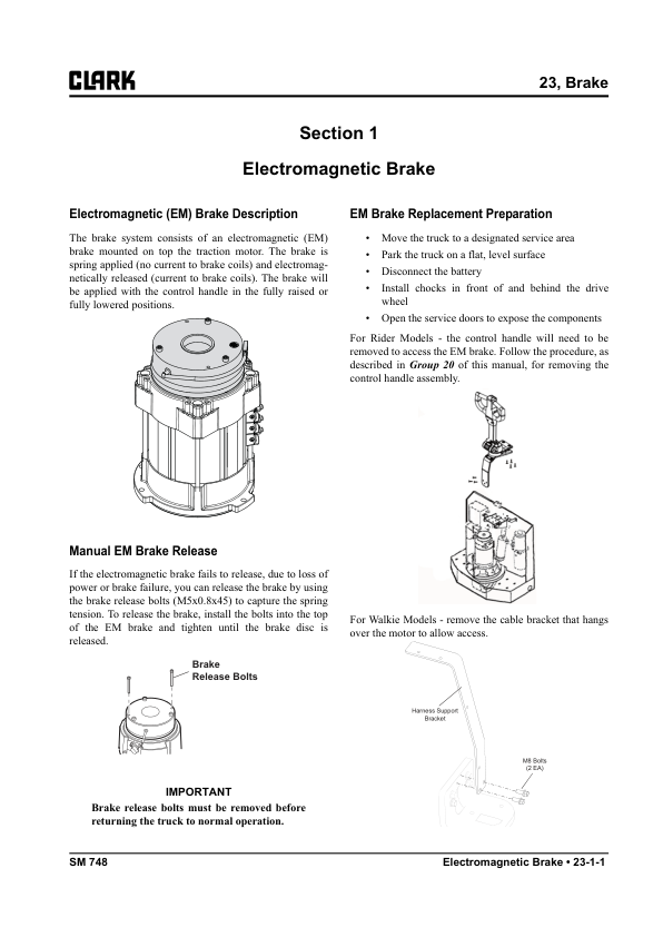 Clark PWXE30, HWXE30, PWXE40, HWXE40 Pallet Truck Service Repair Manual Workshop Guide
