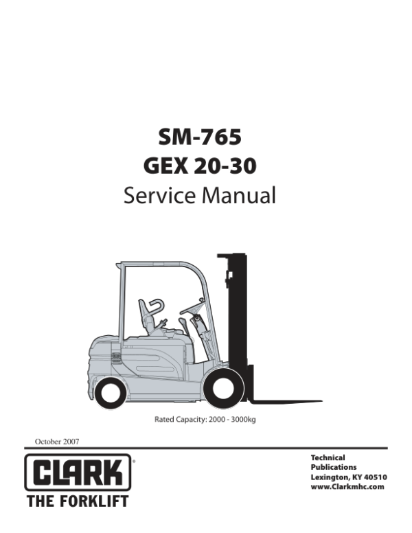 Clark GEX20, GEX25, GEX30S, GEX30, GEX32 Forklift Service Repair Manual Workshop Guide