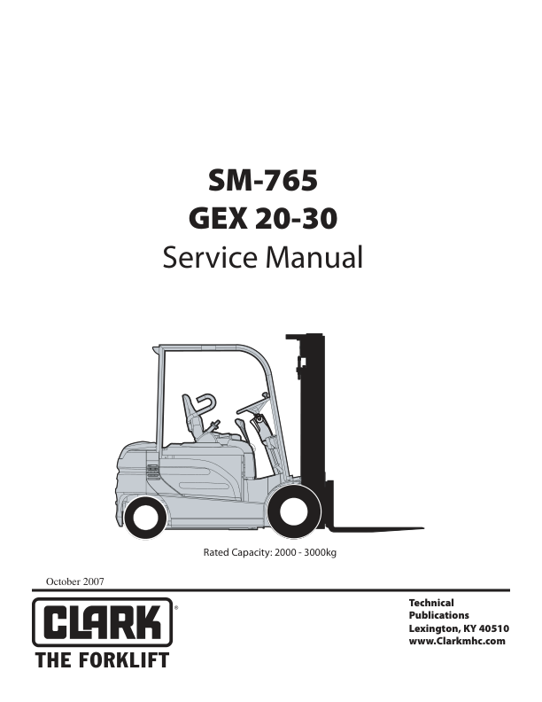Clark GEX20, GEX25, GEX30S, GEX30, GEX32 Forklift Service Repair Manual Workshop Guide