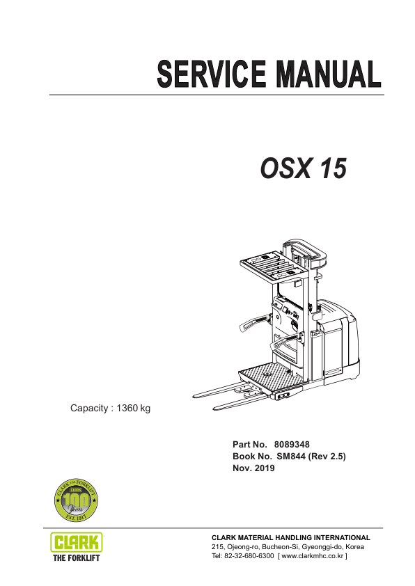 Clark OSX15 Forklift Service Repair Manual Workshop Guide
