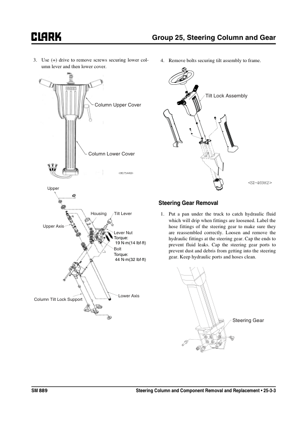 Clark GEX40, GEX45, GEX50 Forklift Service Repair Manual Workshop Guide