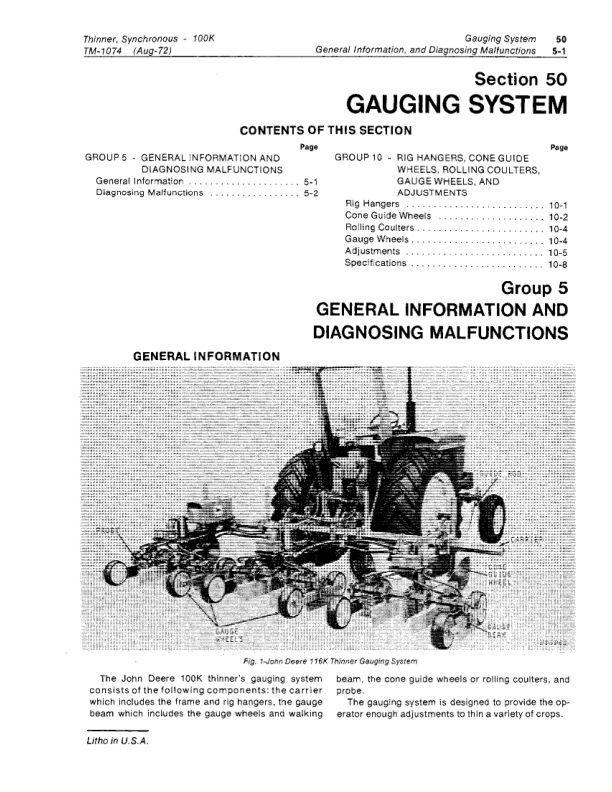 John Deere 100K Synchronous Thinner Service Repair Manual (TM1074 & TM1023) Workshop Guide