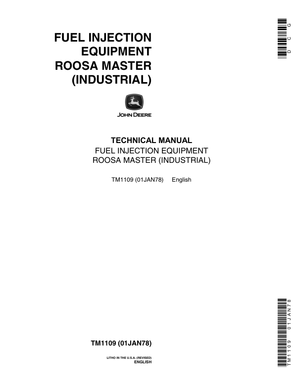 John Deere Roosa Master 9.5mm Injection Nozzles and DM Series Pump Technical Manual Workshop Guide