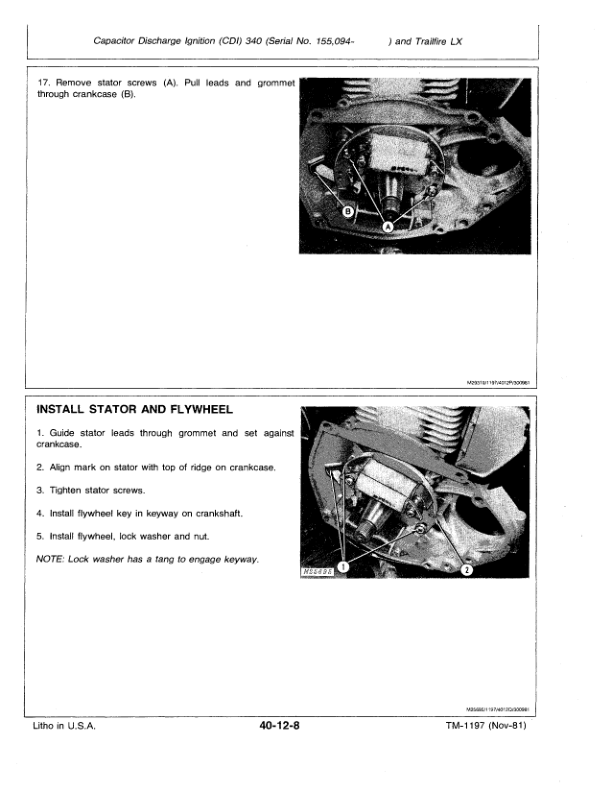 John Deere 340 Trailfire, 440 Trailfire LX Snowmobiles Technical Repair Manual (TM1197) Workshop Guide
