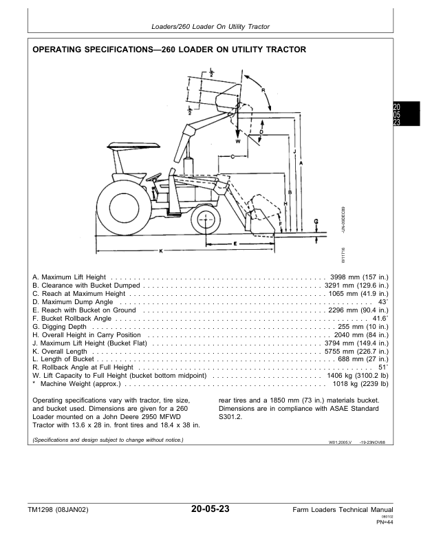 John Deere 75, 80, 100, 175, 240, 245, 260, 265, 280 Farm Loader Technical Repair Manual (TM1298) Workshop Guide