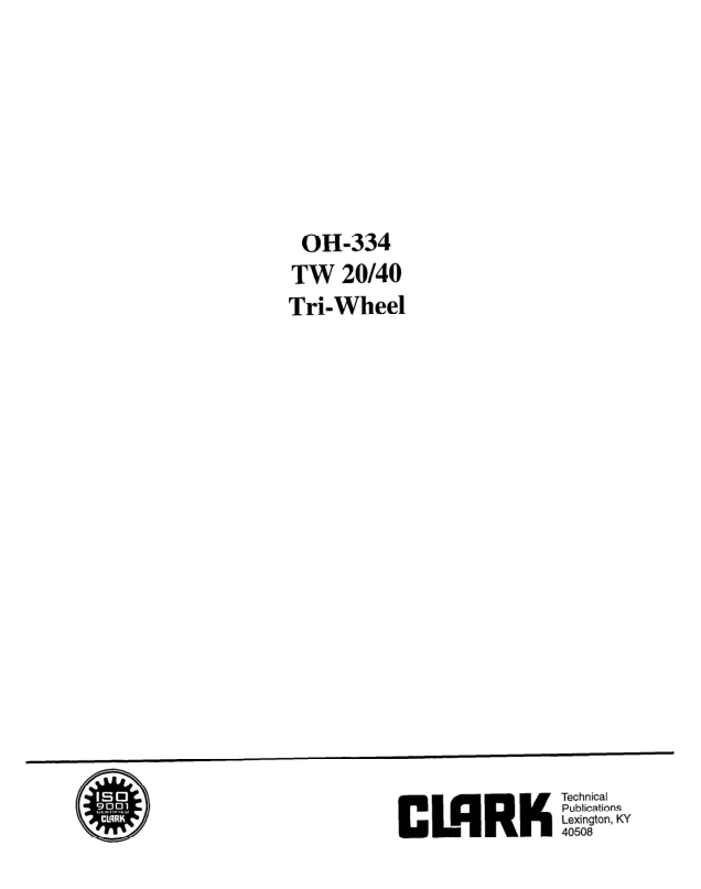 Clark TW20, TW40 Forklift Overhaul Manual Workshop Guide
