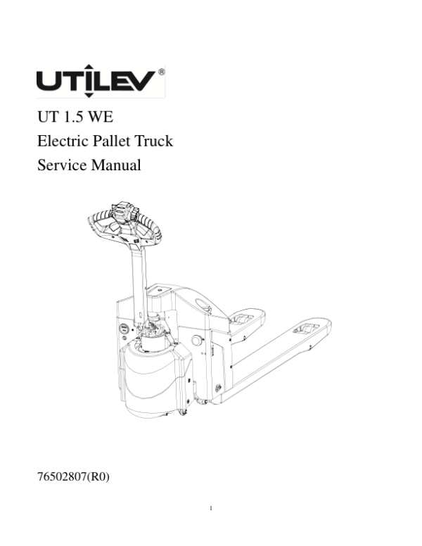 Utilev UT 1.5 WE Pallet Truck A378 Series Repair Manual Workshop Guide