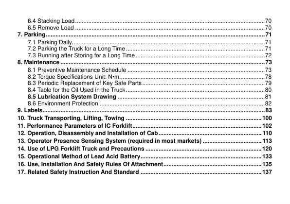 Utilev UT15-18P Forklift A261 Series Repair Manual Workshop Guide