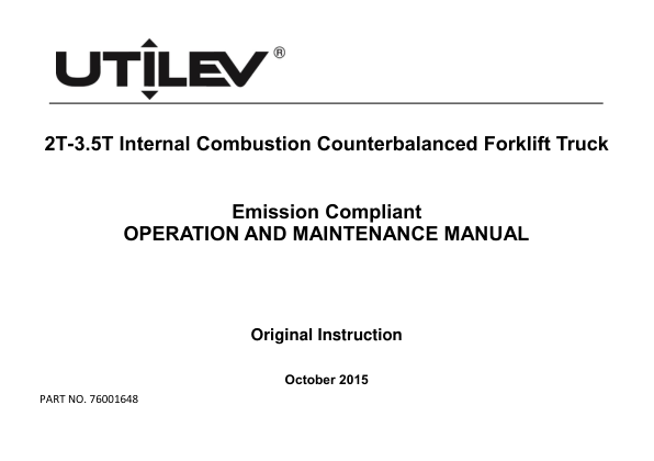 Utilev UT20-32C Forklift A279 Series Repair Manual Workshop Guide