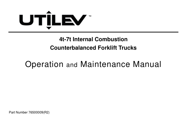 Utilev UT50-70P Forklift A413 Series Repair Manual Workshop Guide